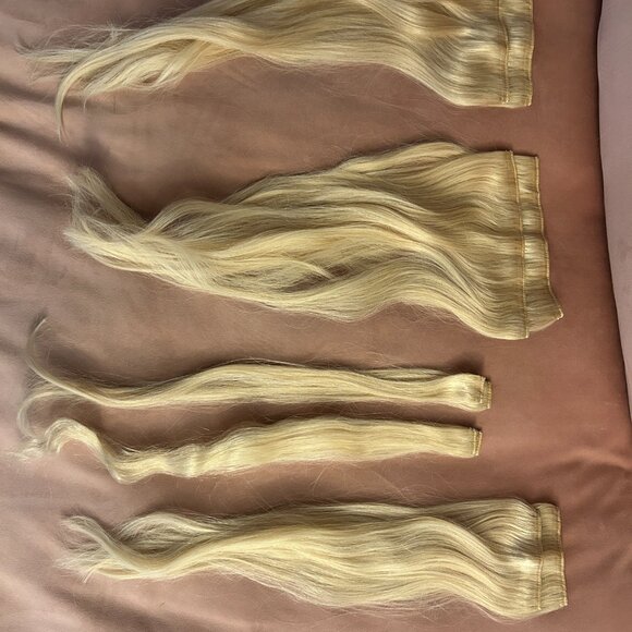 Luxy Hair 20” Clip In Extensions 160g Platinum Blonde Human Hair Set - Picture 6 of 6